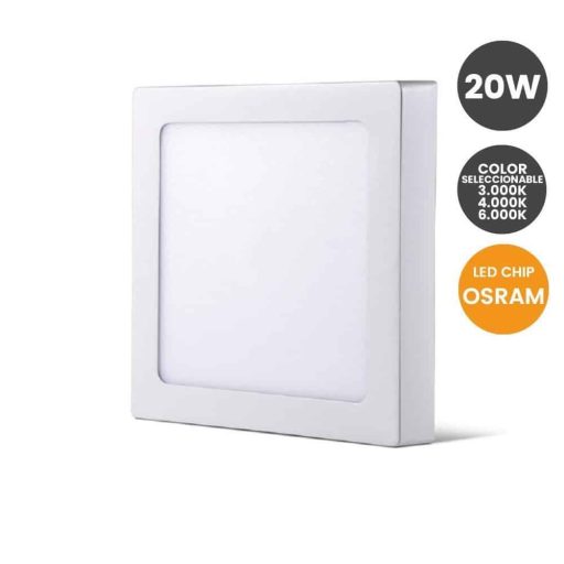 plafon-led-cuadrado-superficie-20w-osram-chip-color-seleccionable